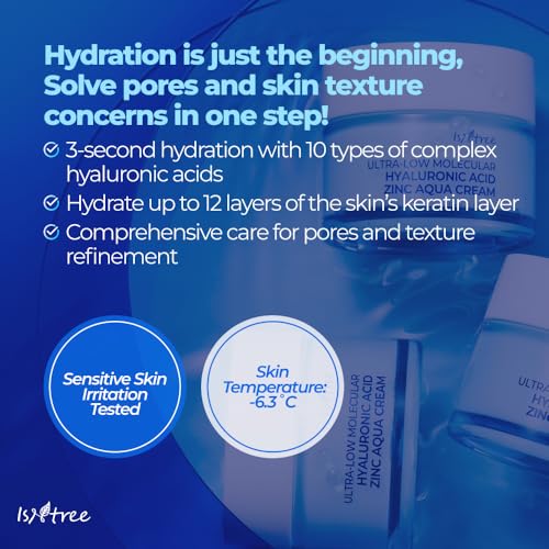 IsNtree ISTREE Zinc Aqua Cream 30ml, 1.01 fl oz | Korean Skincare | Ultra-Low Molecular Hyaluronic Acid | Pore Refining & Oil Control | Cooling & Hydrating Gel Cream