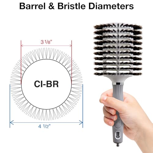 Olivia Garden Ceramic and Ion Turbo Vent 100% Boar Bristle Hair Brush with Sectioning Pick