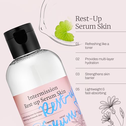 Intermission Rest-Up Serum Skin ? Hydrating Toner + Serum All-in-One, CHEMOCICA¢â 800,000 ppm, Cica Complex with Centella Asiatica, Hyaluronic Acid & Ceramide, Lightweight Facial Skincare (9.8 Ounce)
