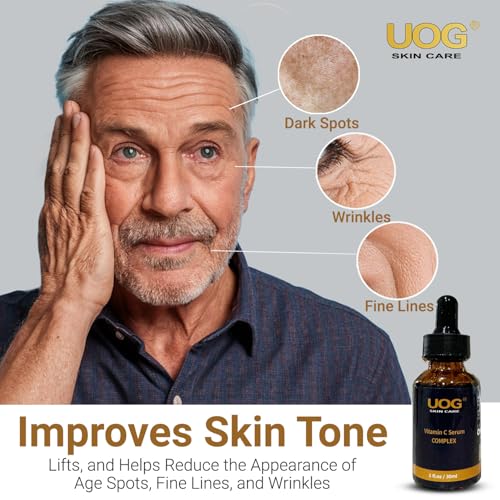 UOG Super Vitamin C Face Serum - Anti-Aging, Hydrating & Firming Formula, Lifts & Firms Face, Neck, Jawline, Reduces Dark Spots, Age Spots, Fine Lines, Wrinkles, Even Skin Tone.1 Fl Oz