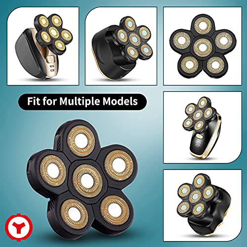 Roziapro Upgrade 6D Electric Shaver Replacement Head Freedom Head Shaver Replacement Blades Head Shavers for Bald Men Replaceable Head Waterproof Blades for Men Replacement Blade Head (Gold Pack 2)