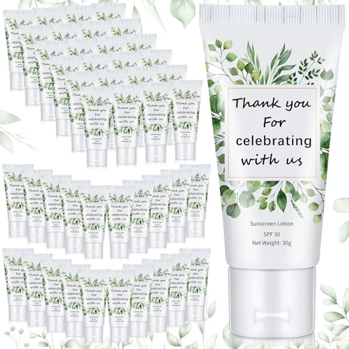 72 Pcs Mini Sunscreen Bulk for Summer Party Wedding SPF 30 Water Resistant Sunscreen Lotion Bulk 1oz Travel Size for Thank You Gifts Wedding Party Supplies (Eucalyptus)