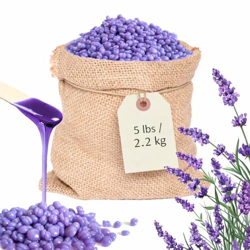 Professional Bulk Hard Wax Beads ? 5LB (80oz) Jumbo Refill for Hair Removal, Purple Stripless Hard Wax for Coarse Hair, Brazilian, Bikini, Face & Body, Lavender Purple