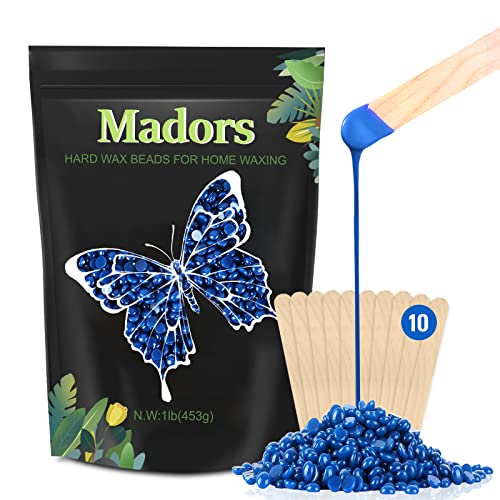 Hard Wax Beads for Hair Removal -1lb/16oz Wax Beans Kit with 10 Wax applicator Sticks for Full Body, Facial, Brazilian Bikin,and legs¡¦