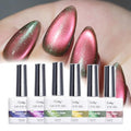 vettsy Magnetic Gel Nail Polish Set with Magnet, 6 Colors Cat Eyes Gel Polish Kit with Cat Eyes Effect for DIY Nail Art Manicure at Home (Galaxy Shine)