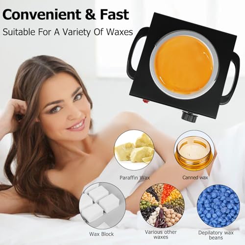 Wax Machine with Hair Removal Kit: Hard Wax Pot, Body Wax Melt Warmer, and 50 Applicator Sticks