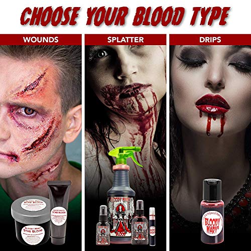 Bloody Mary Fake Scab Blood Make Up Body Paint - for Cosplay, Horror Costume, Theater Blood, Vampire Accessories, Scary Things - Skin Friendly Washable Looks Realistic Thick Blood