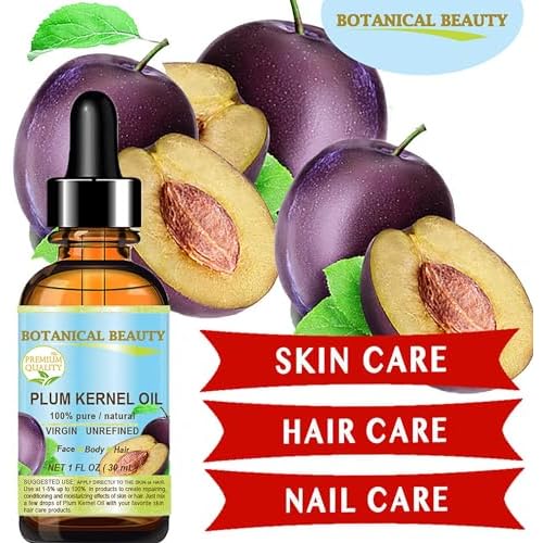 Botanical Beauty French PLUM KERNEL OIL 100% Pure Natural Virgin Unrefined Cold Pressed Carrier Oil 0.5 oz- 15 ml for Face, Skin, Hair, Lips, Nails. Skin SuperFood. Face moisturizer Oil