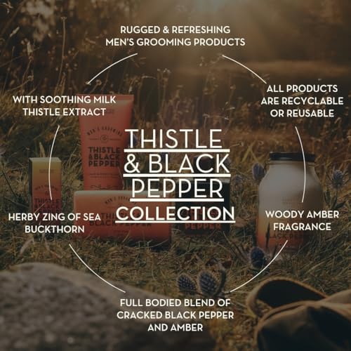 Scottish Fine Soaps Thistle & Black Pepper Hair and Body Wash, Rugged and Refreshing, Woody Amber Fragrance, 200ml