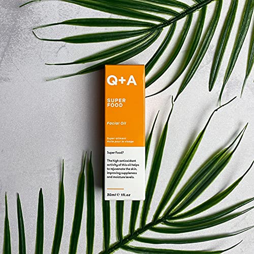 Q+A Super Food Facial Oil (30ml), Natural Vitamin-Rich Face Oil with Jojoba, Vitamin E Oil, Deeply Nourishes and Hydrates Dry, Sensitive, and Normal Skin, Boosts Skin Radiance and Glow