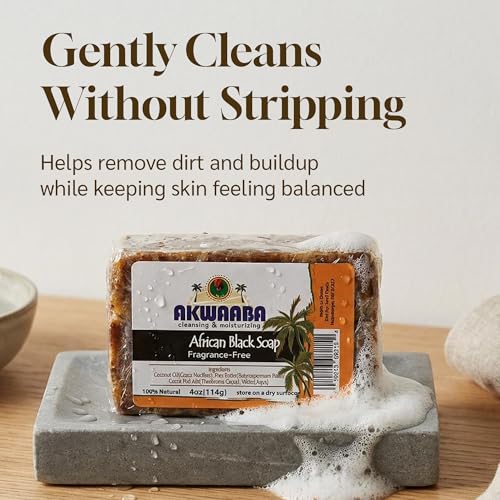 AKWAABA African Black Soap with Turmeric | 4 oz | Cleansing Bar for Face & Body