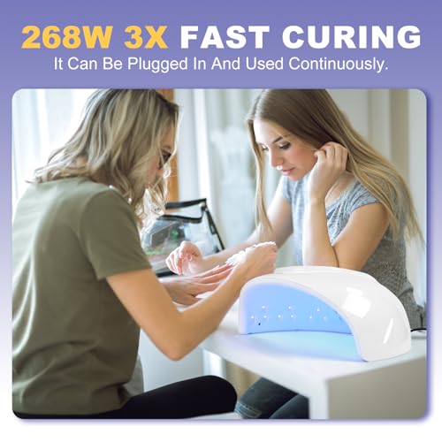 NXJ INFILILA 268W Gel Nail UV Light, Faster UV Light for Gel Nails, Professional Flash Cure Nail Dryer with 66Pcs Lamp Beads for Hands & Feet, Professional Quick Dry for Salon & Home