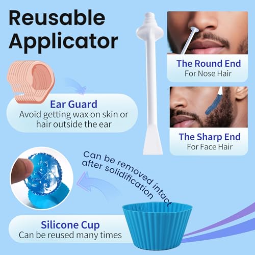 Nose Wax Kit Men, 100g Wax Beans, Ear Hair Removal, Nose Waxing, 15-20 Uses 30 Applicators Ear wax kit Hair Removal for Men and Women,Safe Quick Painless Hair Remover Kit