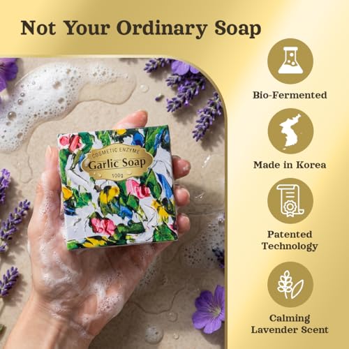 ASSI'S K-BEAUTI Natural Soap with Garlic Enzyme, Deep Cleansing, Face Wash for Radiant Looking Skin, Korean Skincare, Botanical Soap Bar for Face Made in Korea, 3.5 oz