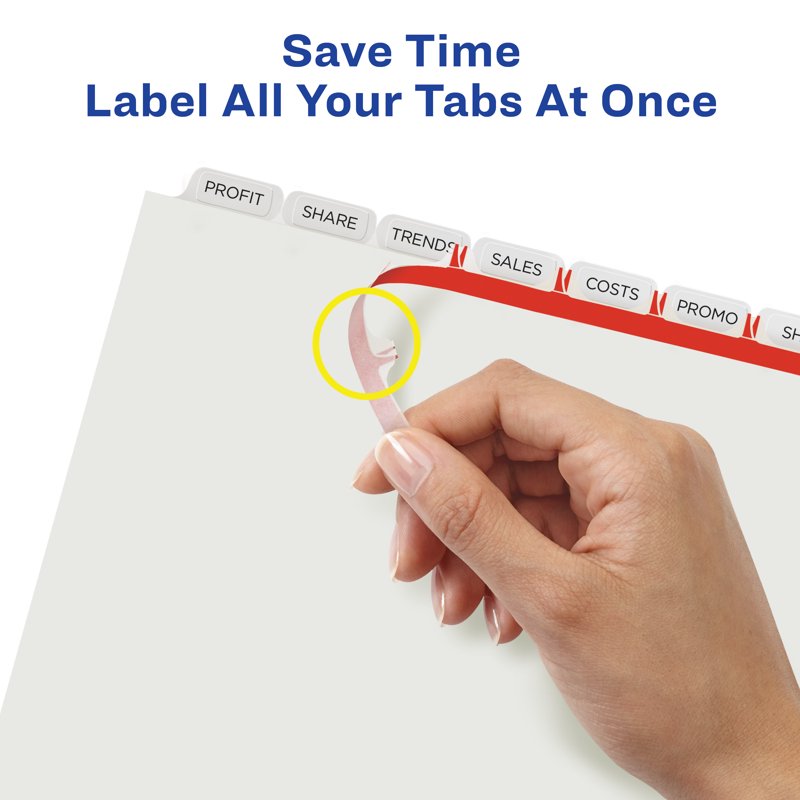 8-Tab Extra-Wide Binder Dividers with Labeling Strips - 5 Sets