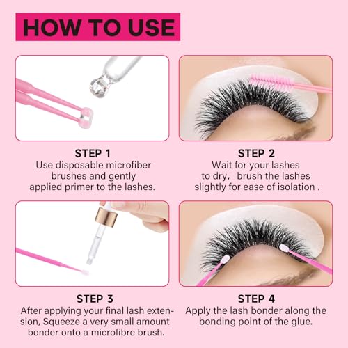 Lash Bonder Lash Primer for Eyelash Extensions Kit Longer Retention Glue Accelerator Lash Sealant Eyelash Bonder Primer 2 IN 1 Pre-Treatment for Professional Lash Extension (15ml+15ml)