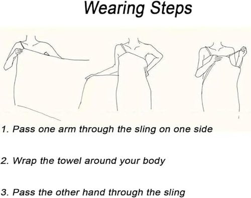 GlowWrap Towel with Straps, Chic Cache Glow Wrap Towel, Wearable Towels Dress Absorbent Bath Robe, Stays Secure No Slipping (Black Stripes,X Large)