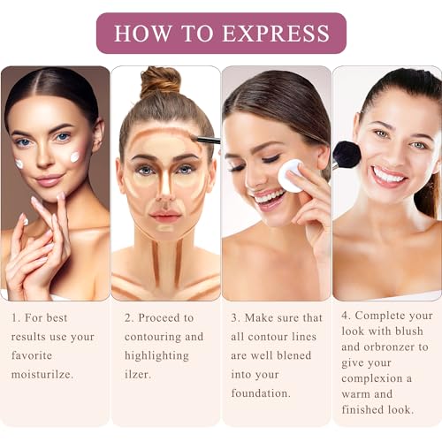 Youngfocus Cosmetics Cream Contour Best 8 Colors Contouring Foundation - Highlighting Makeup Kit/Concealer Palette - Vegan, Cruelty Free and Hypoallergenic - Instruction Manual£¨Face Blushes£©