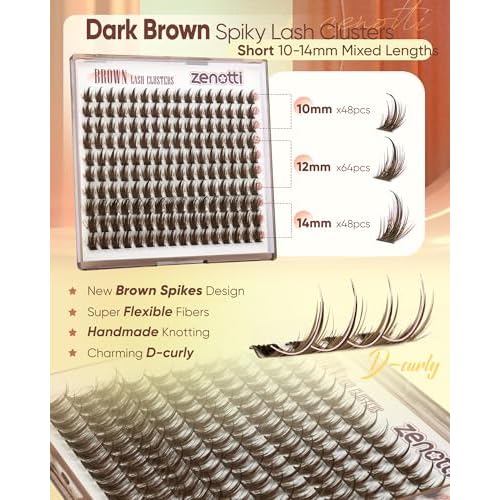 Brown Lash Clusters Manga Eyelash Clusters Dark Brown Wispy Cluster Eyelash Extensions Short 10-14mm Fairy Individual Lashes Natural Anime Lashes Extensions 160PCS by zenotti