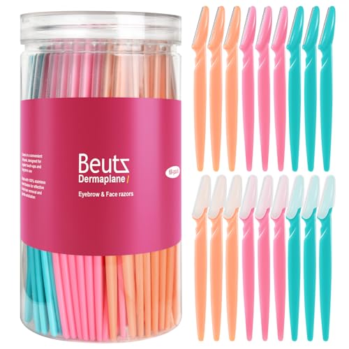 Face Razor for Women, 69Pcs Dermaplane Razor for Facial Hair Removal, Precision Eyebrow Razor with Safety Cap, Gentle Face Shaver for Dermaplaning & Exfoliation