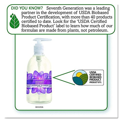 Seventh Generation Hand Wash, Lavender, 12 Ounce