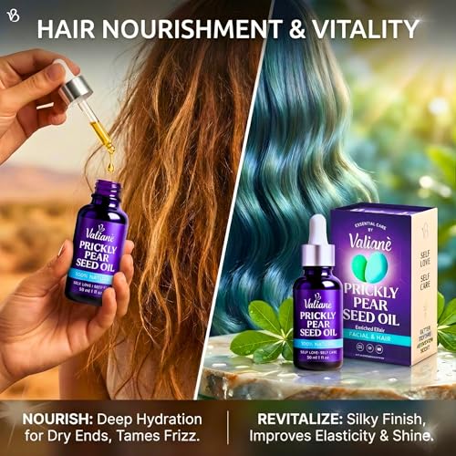 PRICKLY PEAR SEED OIL for FACE & HAIR Premium - Facial Serum Body Moisturizer Beard Oil - Prickly Pear (Barbary Fig) 100% NATURAL Enriched Blend, Extra Virgin Cold Pressed for Dry Skin 1 Fl Oz Valian?