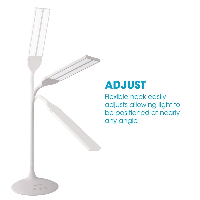 LED Desk Lamp with Dual Shades, Touch Control, Gradual Dimming, White Finish
