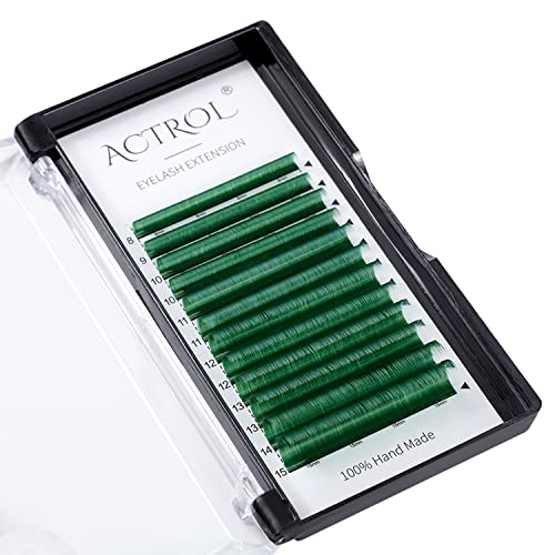 Colored Eyelash Extensions Easy Fan 8-15mm Mixed Dark Green D Curl Easy Fanning 0.07mm Self Premade Volume Lash