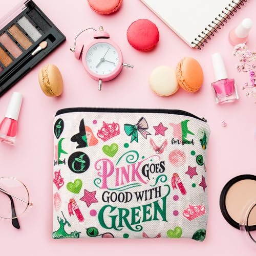 Musical witch design makeup bag with fun graphics - travel makeup bag for women and girls, evil music style makeup bag with zipper