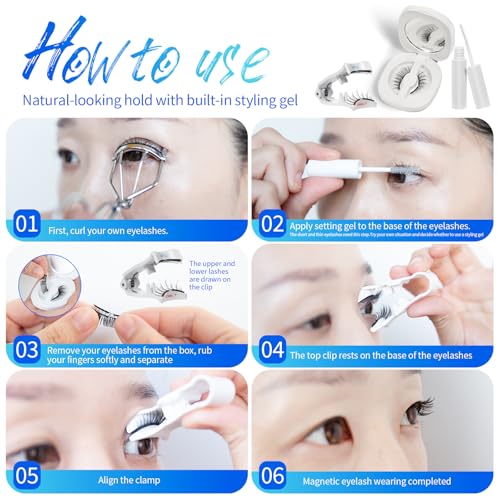 SOFT MAGNETIC EYELASHES with Applicator and Setting Gel£¬Magnetic Eyelashes with Natural Look£¬Reusable£¬ No Glue Needed, Easy to Apply£¬Waterproof, Lightweight, Suit for Natural Makeup
