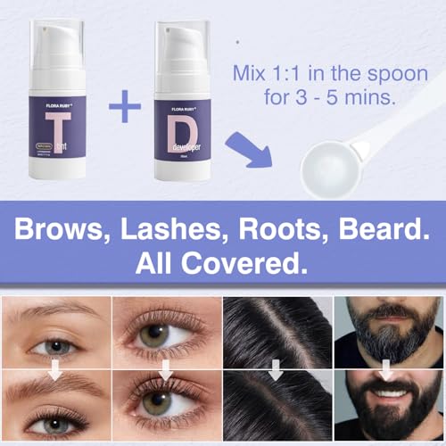 Lash Color Kit, Professional Black and Brown DIY Eyelash & Eyebrow Color Kit, Flawless Eyebrow Color Lasting for 4 Weeks with Natural Ingredients, Safe & Easy to Use with Mixing Brush & Mixing spoon