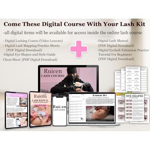 Lash Eyelash Extension Kit for Beginners, Lash Kit for Beginners & Training Course, Beginner Lash Tech Starter Kit Includes Practice Mannequin Head and More Eyelash Extension Supplies Tools