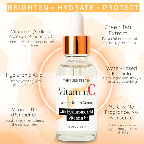 Vitamin C Face Serum 10% ? with Hyaluronic Acid & Vitamin B5 ? Glow Serum for Face ? Lightweight, Non-Greasy, Fragrance-Free ? 60ml