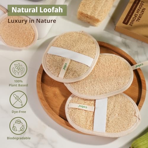 Natural Loofah Exfoliating Body & Facial Scrubber Set | 100% Plant-Based Shower Luffa Sponge for Deep Cleansing, Smooth & Glowing Skin | Bath Loofah for Women & Men