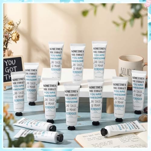 Loopeer 50 Pcs Sometimes You Forget You Are Awesome Gifts Bulk for Women Inspirational Hand Cream Gifts Mini Travel Size Moisturizing Hand Lotion for Teachers Employees Coworkers Birthday Party
