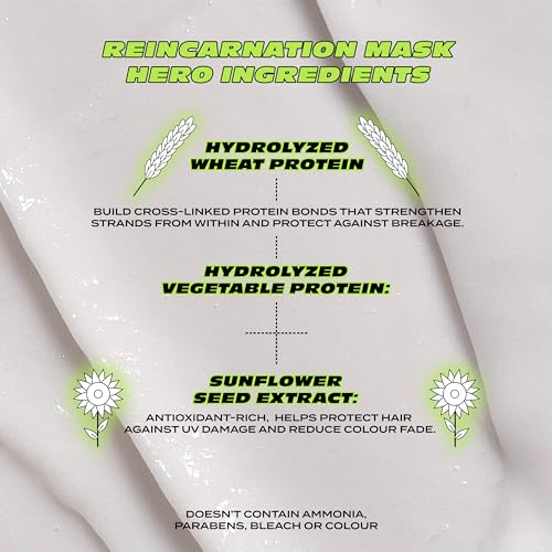 BLEACH LONDON Reincarnation Mask - Nutrient Rich, Repairs & Hydrates Dry, Damaged, Bleached or Coloured Hair, Vegan, Cruelty Free, 6.7 fl. oz.