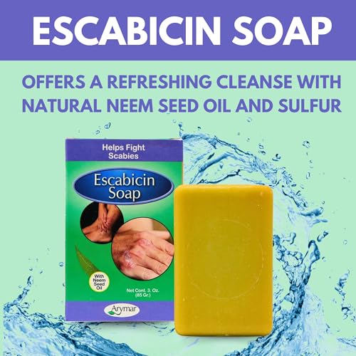 ARYMAR?Escabicin?Sulfur?Infused Soap Bar ? 3?oz Deep Cleanse for Oily & Acne?Prone Skin with Neem Oil