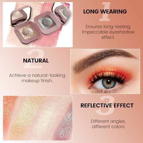 Multichrome Chameleon Eyeshadow Makeup Palette, Long wear Chameleon Rich Color Shimmer Eye Shadow, Color Shift Sparkle Eye Brightener Fairy Make Up Pallet Gift Set for Rave Christmas Party #07