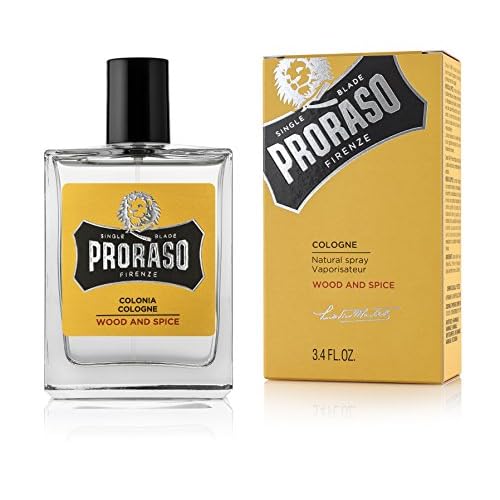 Proraso Wood and Spice Cologne - Masculine Woody Spice Eau de Cologne - Cumin, Saffron, Cedarwood & Vanilla Fragrance for Men - 3.4oz