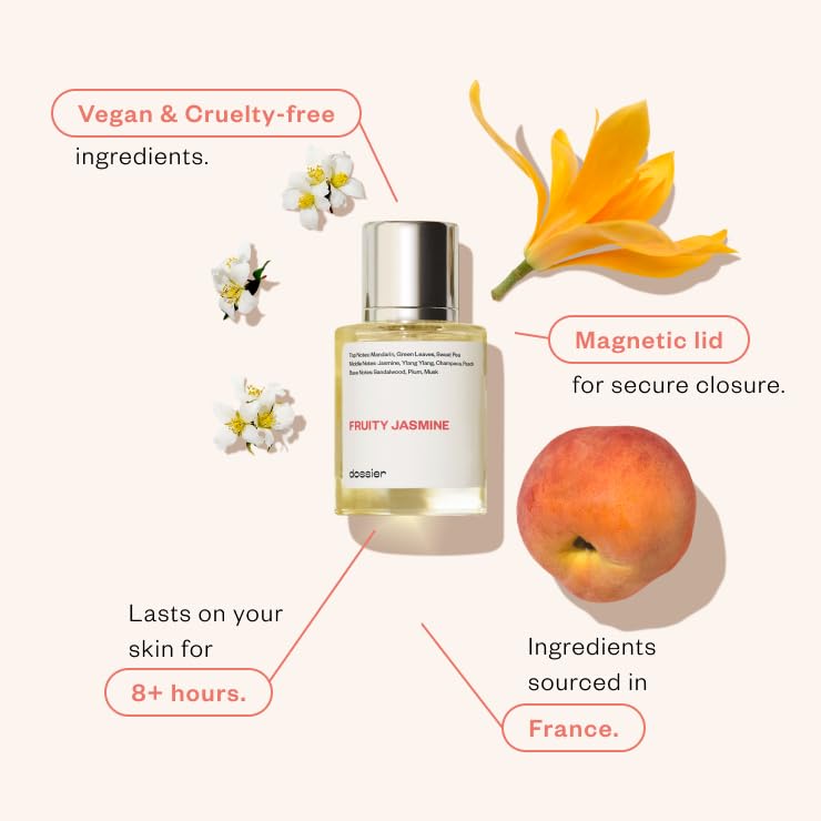 Dossier - Fruity Jasmine - Eau de Parfum - Perfume Luxury - Paraben-Free - Vegan - For Women - Fragrance 1.7 Fl oz (Spray 50ml)