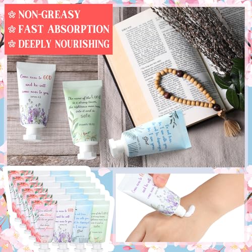 Landhoow 36 Pack Christian Hand Cream Bulk for Women Travel Hand Lotion Set Religious Bible Verse Gifts for Easter Church Prayers School Teacher Wedding Anniversary Birthday Mother's Day