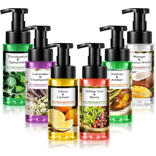 6 Pack Natural Foaming Hand Soap with Pump Care Moisturizing Liquid Fresh Flavor Foam Hand Wash Employee Appreciation Gift for Kitchen Bathroom Family Teacher Doctor 8.75 Fl oz