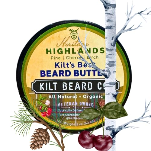 Highlands Beard Butter for Men- Best Beard Moisturizer & Conditioner & Conditioner- All-Natural Shea & Mango Butter- Softens & Hydrates Dry, Coarse Beards- Cherry, Pine & Birch Scent.