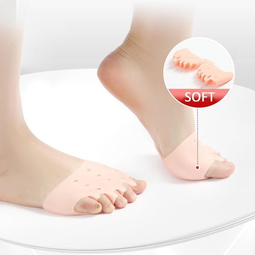 Hyggear Silicone Toe Separator, Hyggear Toe Separators, Hyggear Toe Spacers, 4 Pairs, Ball of Foot Cushions, Breathable & Soft, For Men & Women (Transparent)
