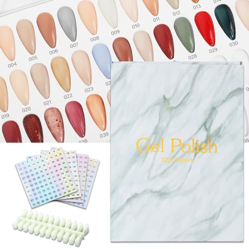 320 Nail Colors Book,Professional Nail Polish Chart Book with 360 Practice Tips & 1-400 Number Labels, Pre-Numbered Slots,Perfect for Salons and Home Use(Marble)