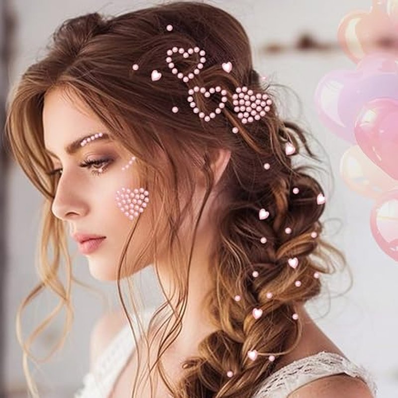 6 PCS Heart Self Adhesive Face Gems Stickers Valentine's Day Rhinestones Face Jewel for Women Festival Heart Accessories Stickers for Craft