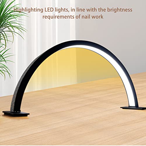 Half Moon Nail Desk Lamp, 35W 28 Inch LED Table Lamp for Nails, Nails Art Arc Table Lamp, Adjustable Brightness and Color Temperature, for Manicure, Tattoo, Lash, HEAYZOKI0W7T4VG3SD