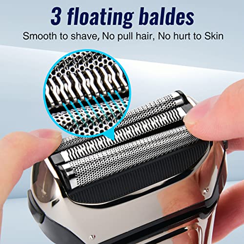 PRITECH Electric Razor for Men, Waterproof Foil Electric Shavers with Beard Trimmer, Cordless Rechargeable Razor for Shaving Face, LED Display Wet Dry Use