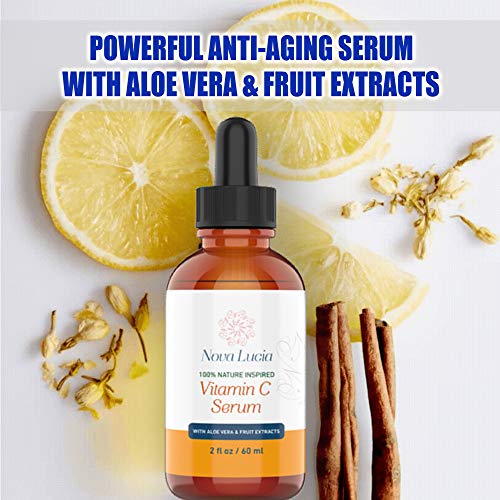 Vitamin C Serum for Face with Aloe Vera & Vitamin E, Anti-Aging, Hydrating Serum Smooth, Glowing Skin & Fine Line Treatment, Fast-Absorbing, 2oz