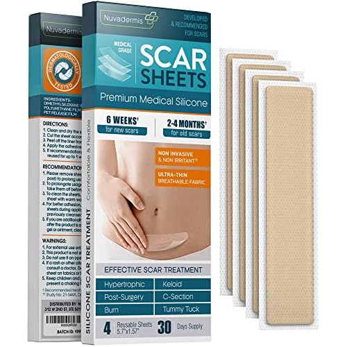 NUVADERMIS Repair Bundle- Urea Cream 40 Percent for Feet, Foot Repair Lotion + Silicone Scar Sheets for Surgical Scar Treatment